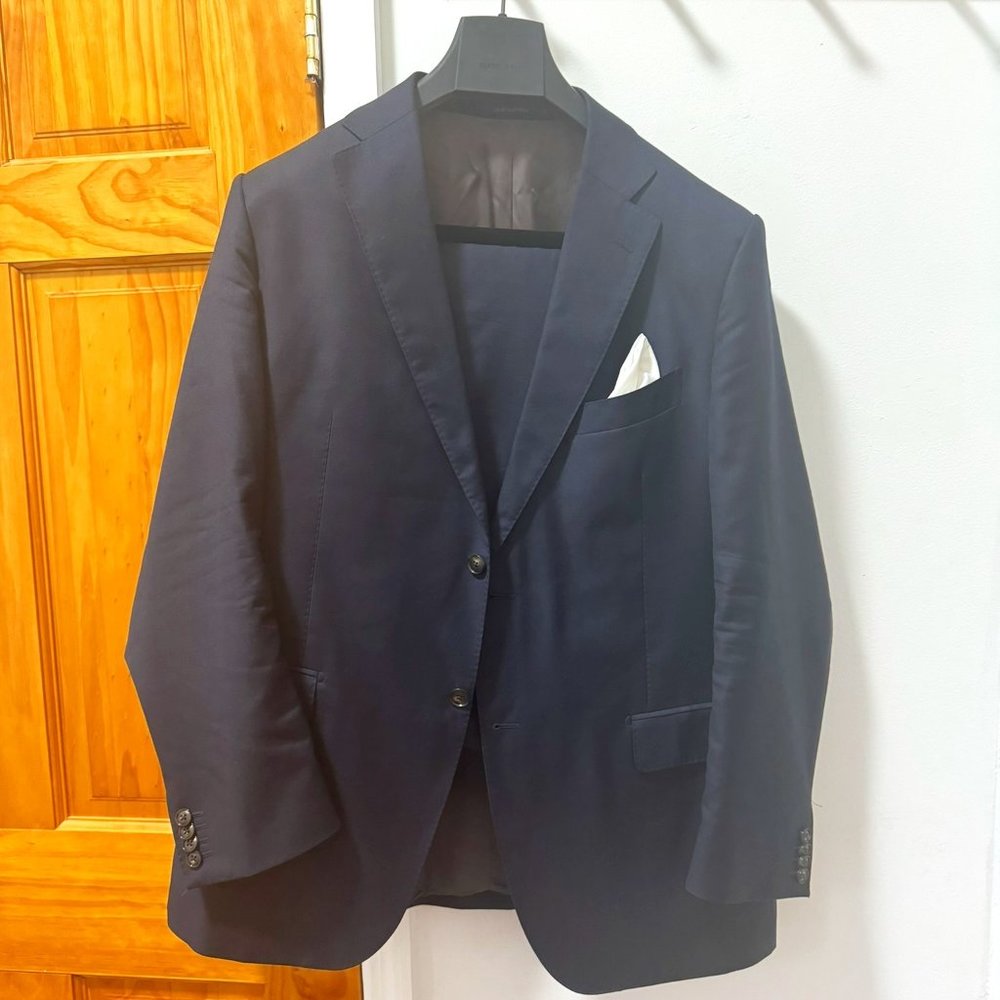 Navy Napoli Single Breasted Suit (Size 46 Regular)